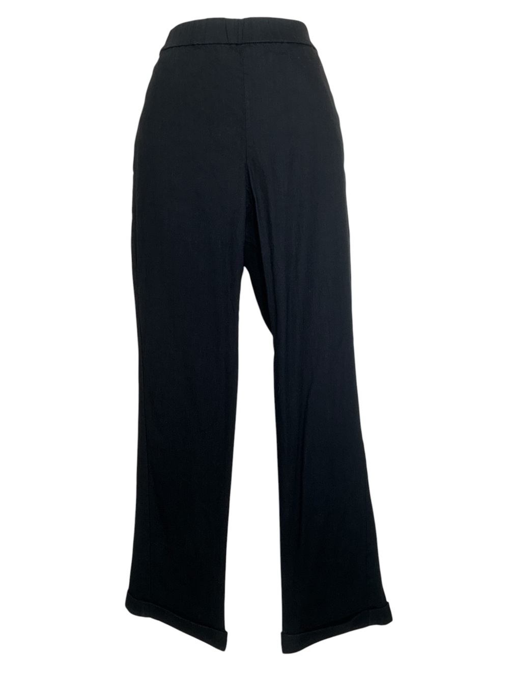J. Jill Linen Pants Women's M, Black, Stretch Pull-On, 4 pockets, Cuffs. euc